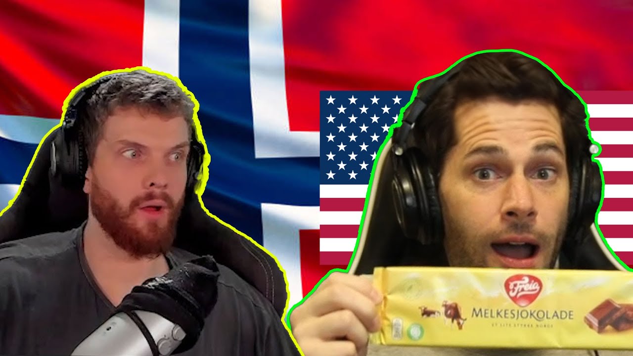 Norwegian Guy Reacting to American guy Tasting «Freia Melkesjokolade»