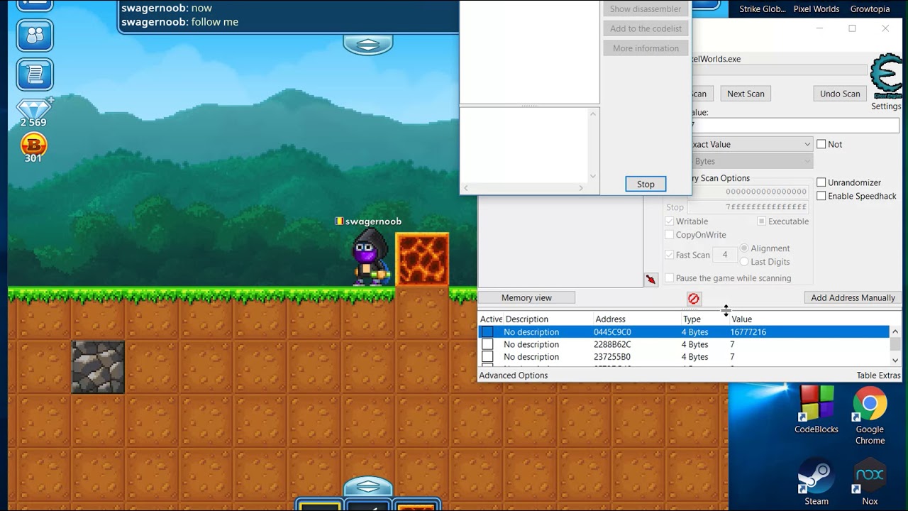 How to antibounce with cheat engine[Pixel Worlds]