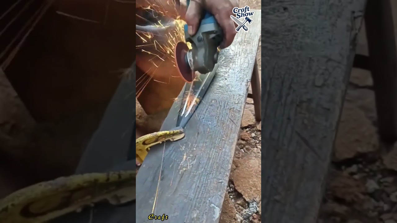 Use an angle grinder to cut a V-groove on the blade.