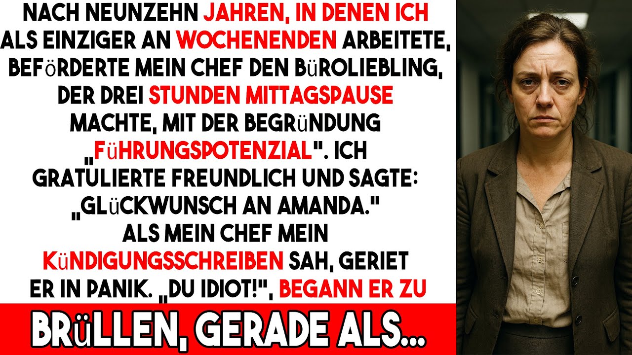 19 Jahre lang schluckte sie alles – bis der Chef Amanda beförderte.