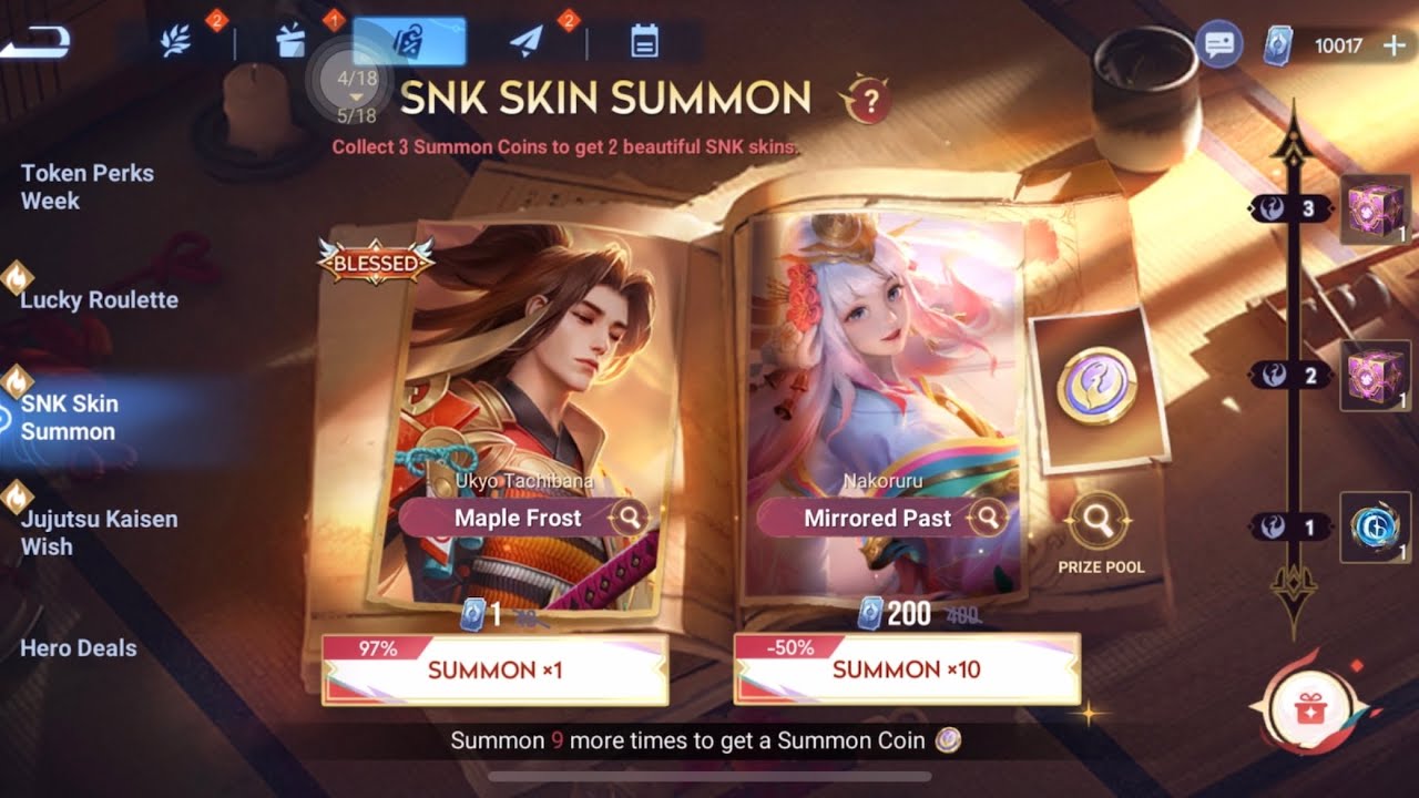 How Many Tokens for SNK Blessed Skins | Nakoruru & Ukyo Tachibana | Honor of Kings Gacha Skin Event