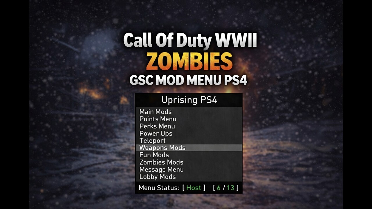 Uprising PS4 COD WWII Zombies GSC Mod Menu