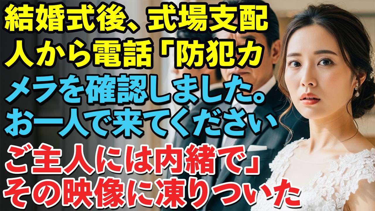 結婚式後、式場支配人から電話「防犯カメラを確認しました。お一人で来てください、ご主人には内緒で」――その映像に凍りついた…