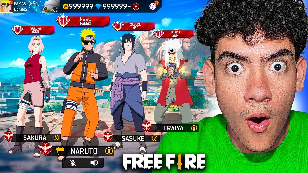 HICE UNA ESCUADRA CON TODOS LOS PERSONAJES DE NARUTO EN FREE FIRE😱 - TheDonato