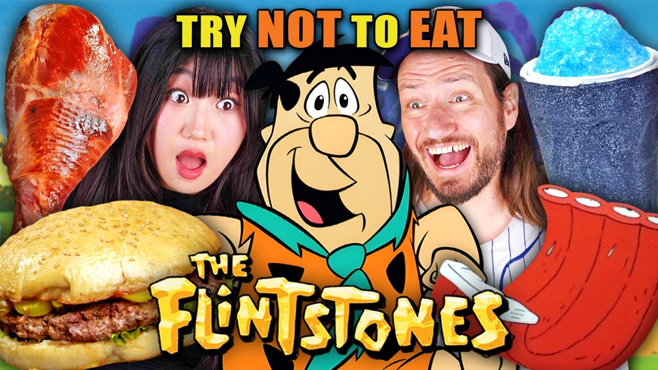 Try Not To Eat - The Flintstones (Bronto Burger, Gravelberry Pie, Giant Meat Leg)