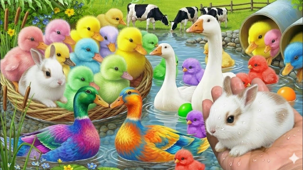 Bebek Angsa Lucu & Ayam Rainbow Kelinci Lucu,Hunting Ayam Pelangi!!