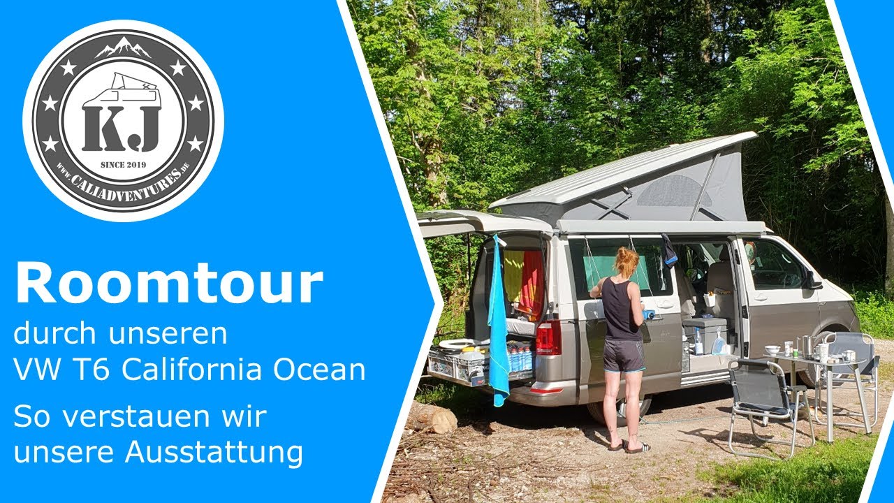 Roomtour durch unseren VW T6 California Ocean - So verstauen wir unsere Ausstattung