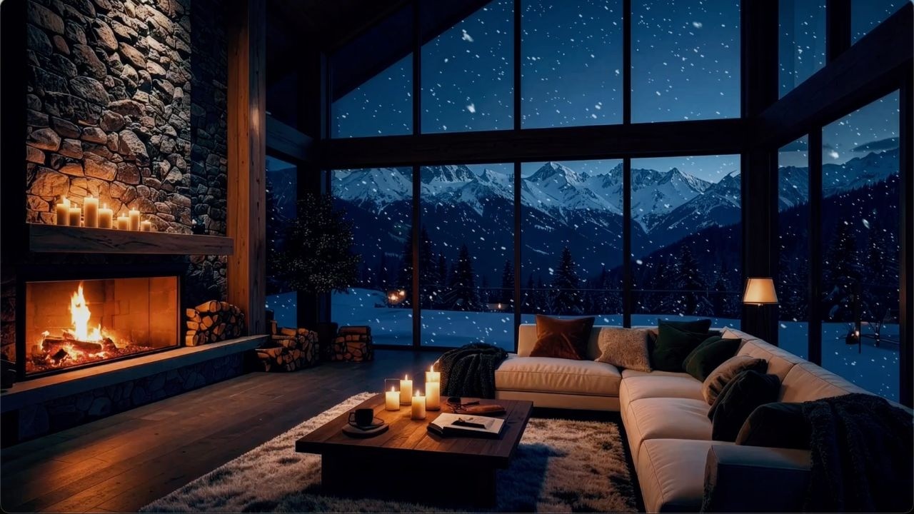 Study With Winter Cabin Ambience ❄️ Fireplace Sounds + Smooth Piano Jazz | Focus Music Background