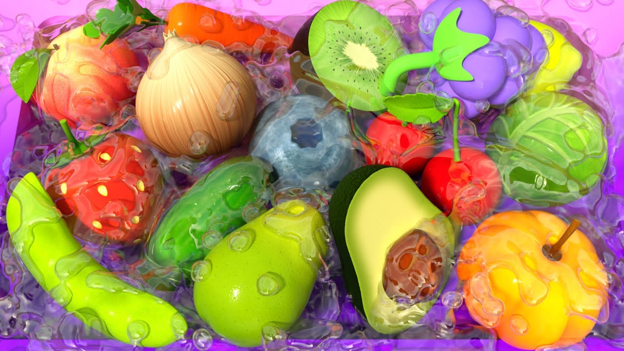 Adventures with Dada Mama Kids Discovering Fruits and Vegetables in the Pool with Nursery Rhymes!