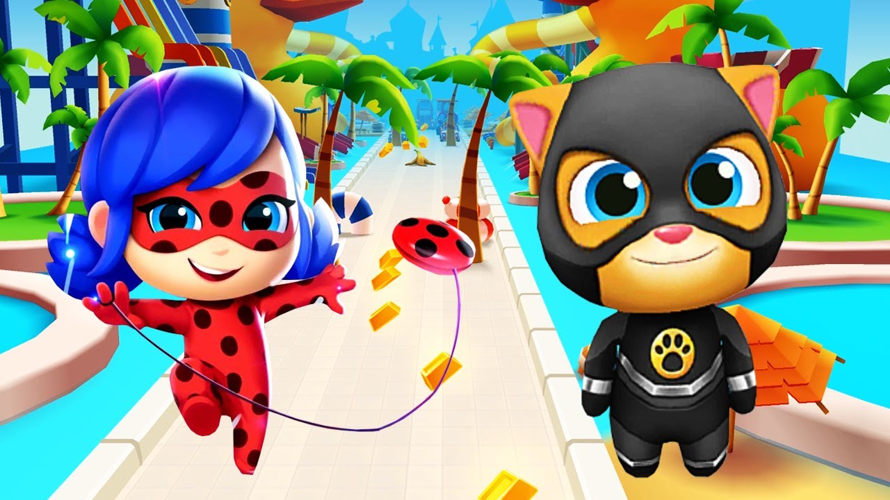Talking Tom Gold Run Vs Hero Dash – Super Ginger Vs Ladybug