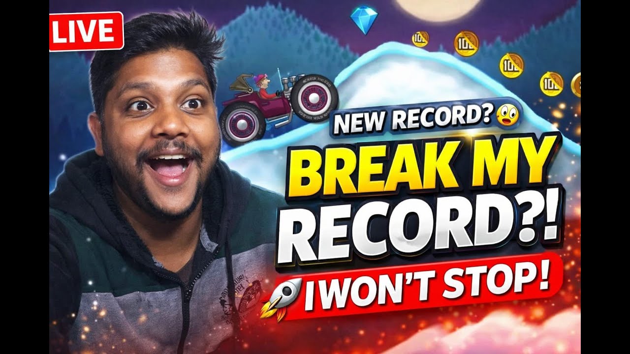 Hill climb racing Live | I Won’t Stop Until I Break My Record! 🚀