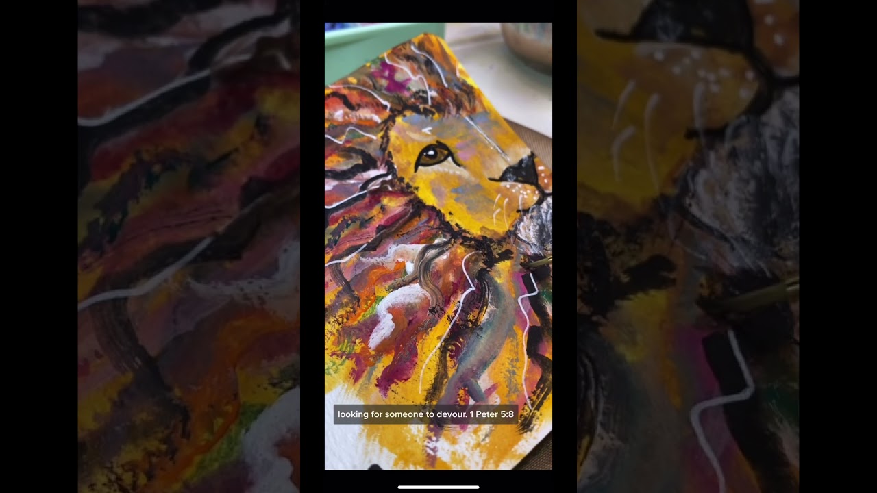 Painted Lion using Gouache #christianart #bibleverse #scriptureart #shorts