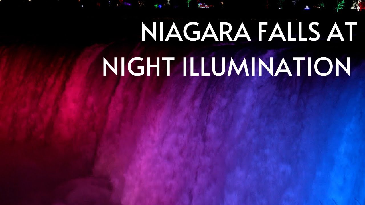 Light works at Niagara Falls - Night Illumination -  American Falls  Horse Shoe Falls at night