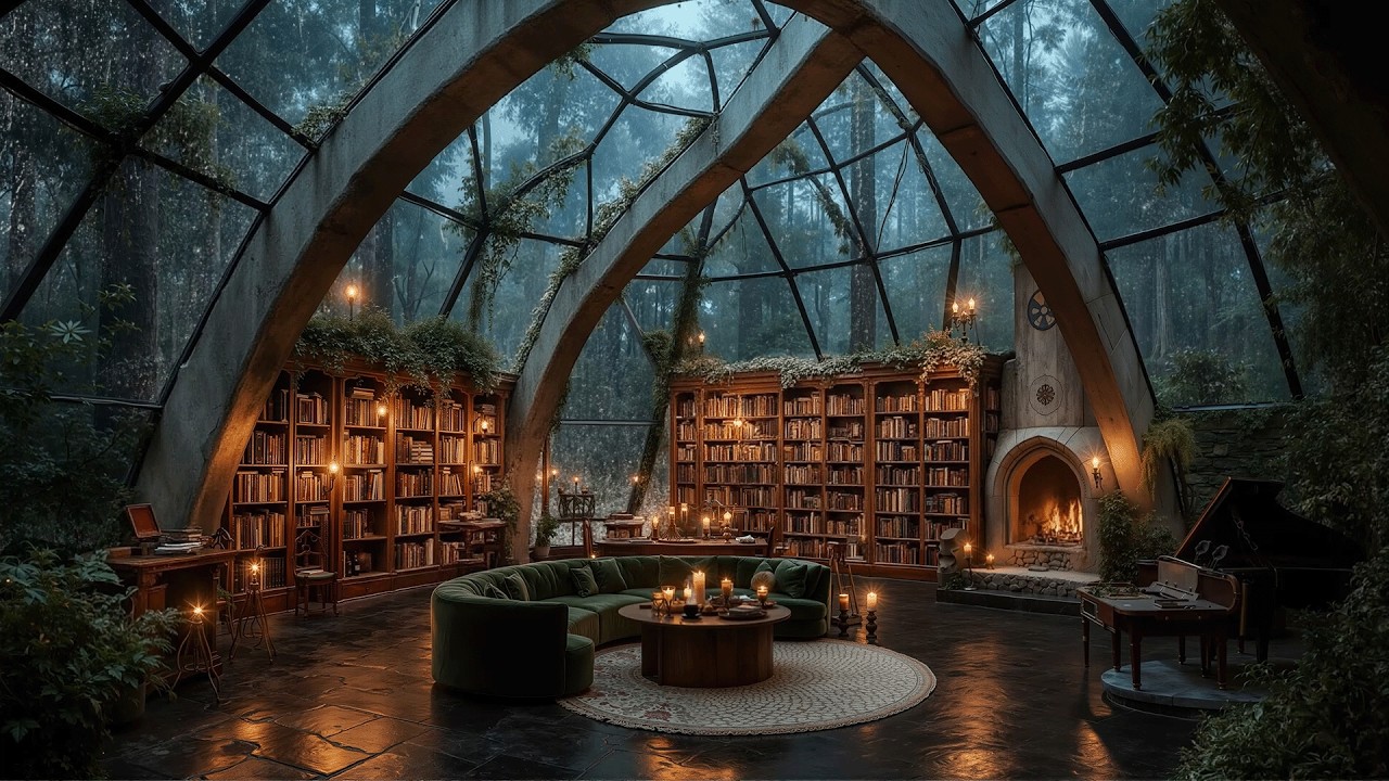 Inside a Hidden Conservatory Library in the Woods | Dark Academia Ambience Piano & Cello for Reading