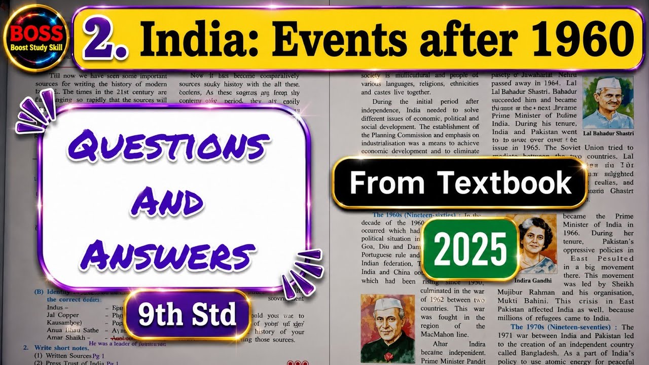 9th Std - History - Chapter 2 India Events after 1960 answers from textbook - Maharashtra board