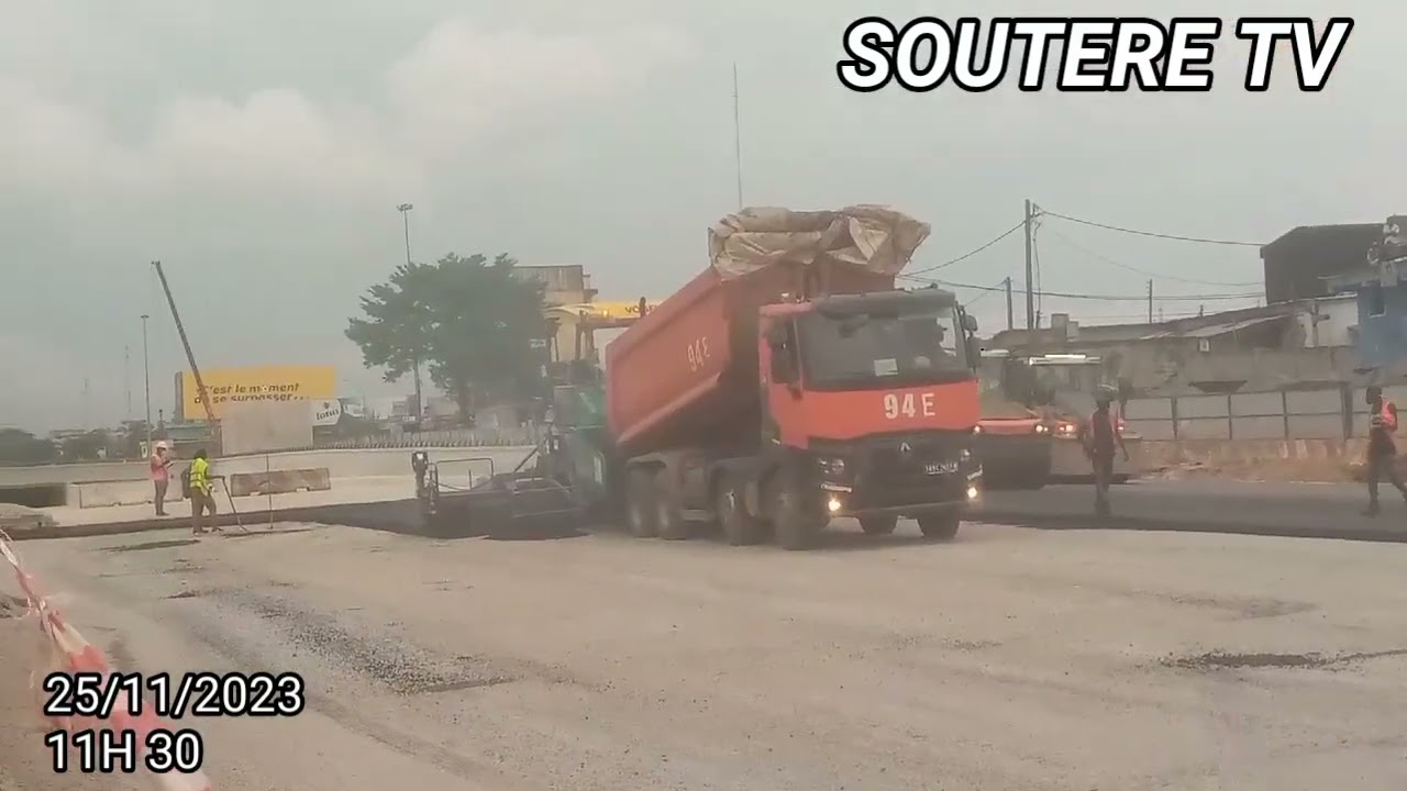 ACTUELLEMENT, BITUMAGE EN COURS DE L'&Eacute;CHANGEUR D'ABOBO GARE &Agrave; ABIDJAN, C&Ocirc;TE D'IVOIRE #souteretv