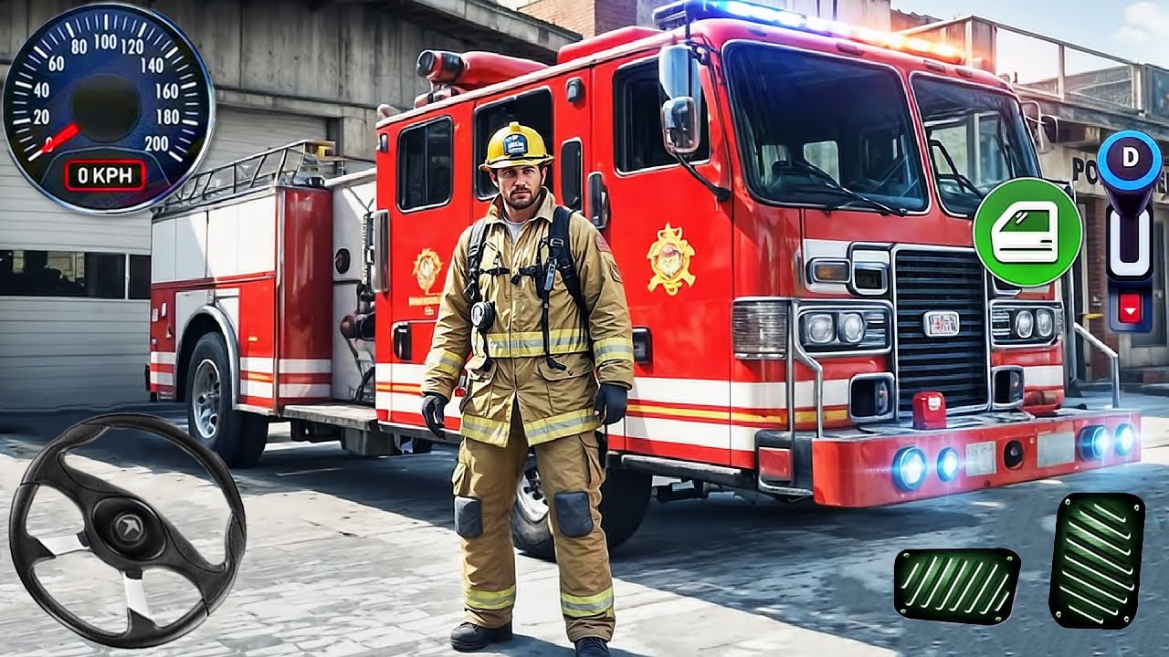Real Fire Truck Driving Simulator - New Fire Fighting Fireman's Daily Job - Android GamePlay