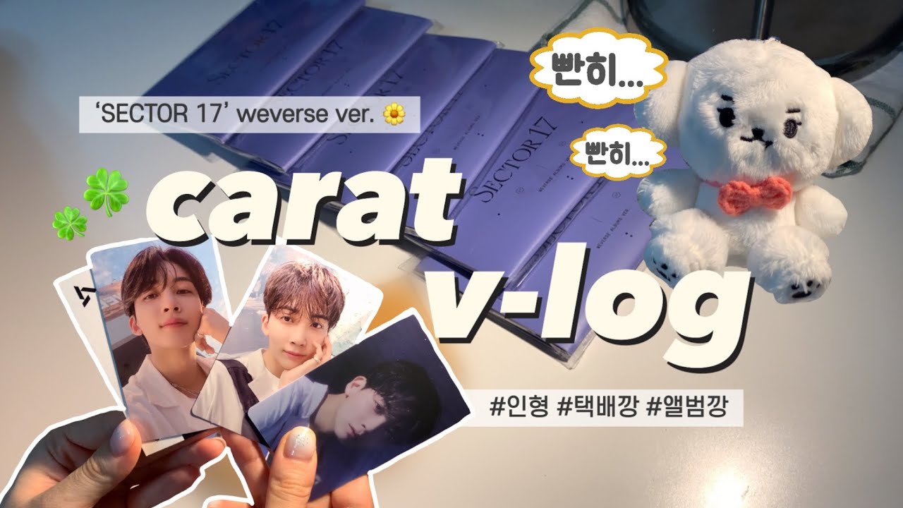 [캐럿 브이로그] 중복? 하자? 둘 다 있는 위버스 버전 앨범깡 • 10cm 인형 뽀밍이 • 세븐틴 섹터17 • SECTOR17 unboxing • 덕질 브이로그 💎