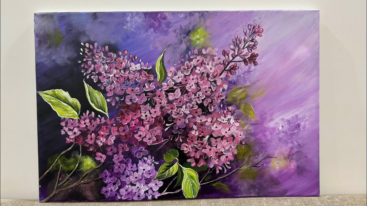 How to paint  colourful  Lilacs || Step by Step Acrylic painting