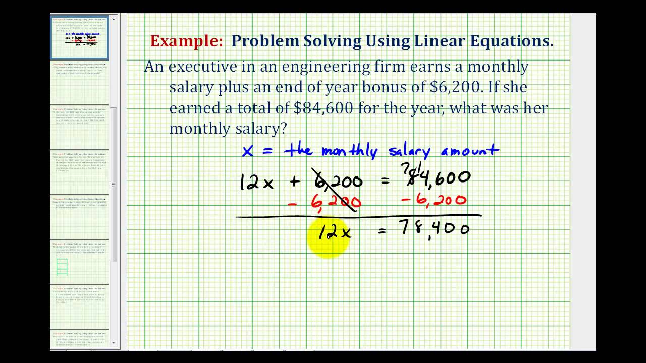 Ex:  Find a Monthly Salary given Annual Salary Including a Bonus