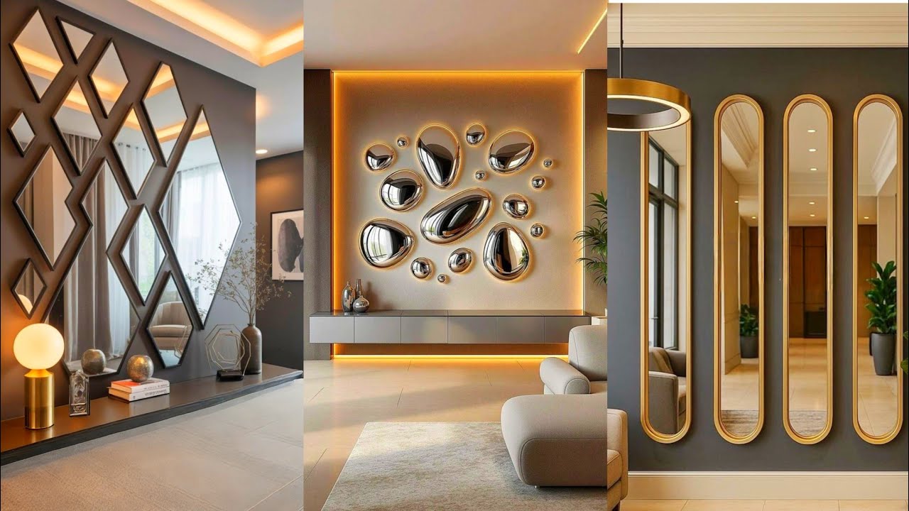 Living Room Mirror Wall Decor Ideas | Acrylic Mirror Wall Sticker Easy Peel and Stick 3D Wall Tiles