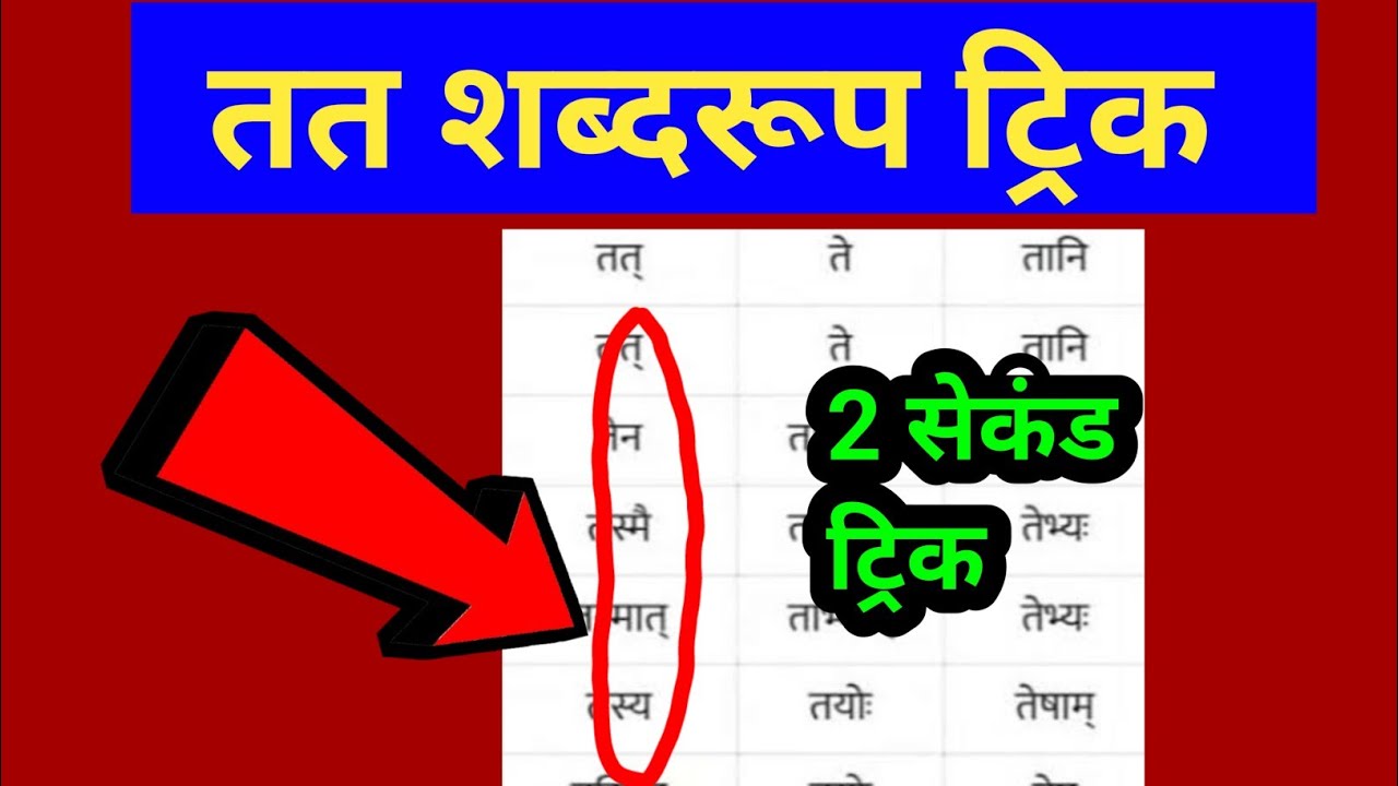 TRICK of tat shabd roop in sanskrit  || tat shabd roop Trick