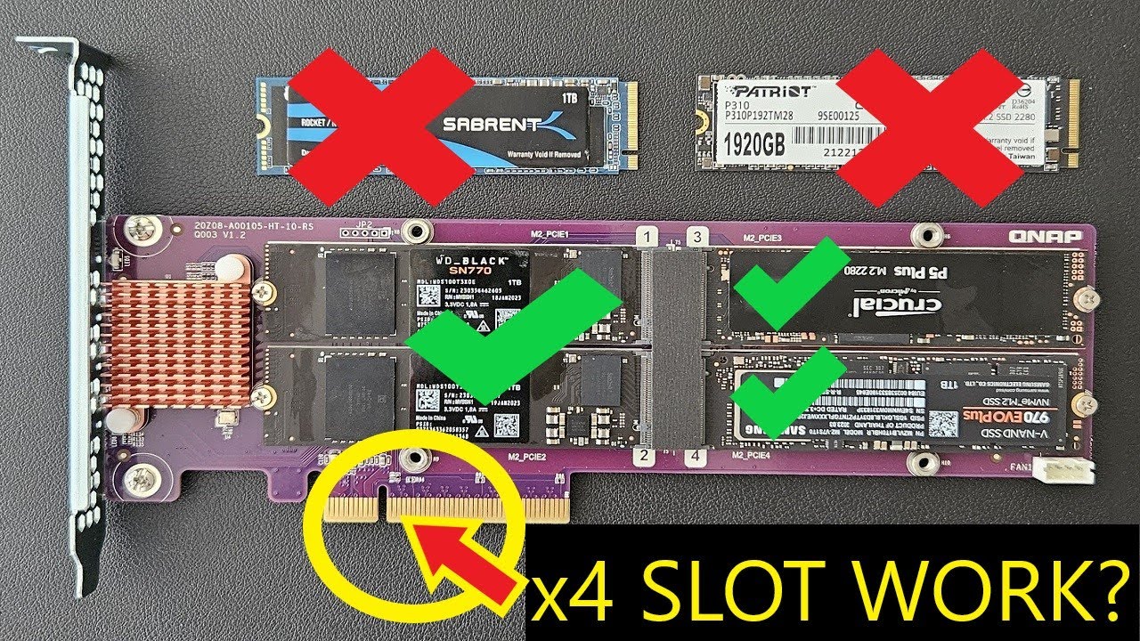QNAP QM2-4P-384 NAS PCIE NVME M.2 SSD Expansion Card, Test in PC x4 slot NO BIFURCATION, benchmark