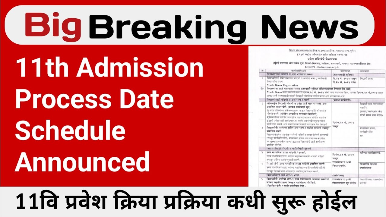 11th Admission Date Schedule Announced