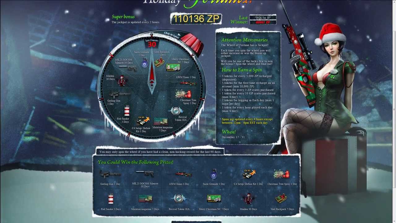 [CF] 'Spin the wheel for Holiday Fortunes!' 30 spins