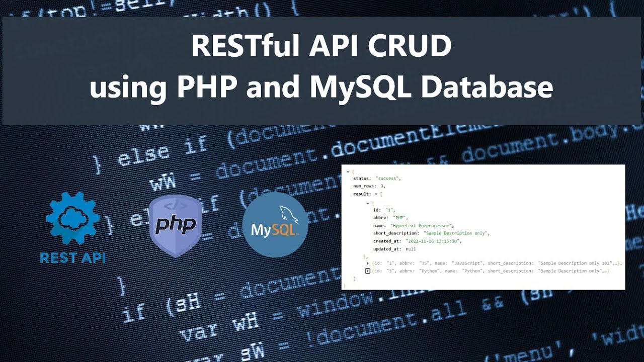 RESTful API CRUD using PHP and MySQL Database Tutorial DEMO