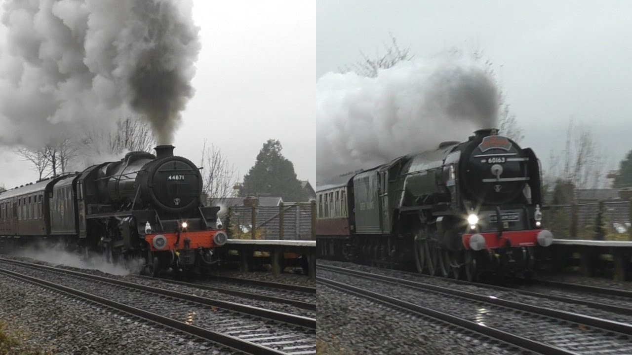 Two Mainline Steam Trains in 10 Minutes at Abergavenny  - 44871 and 60163 - 23/11/2019