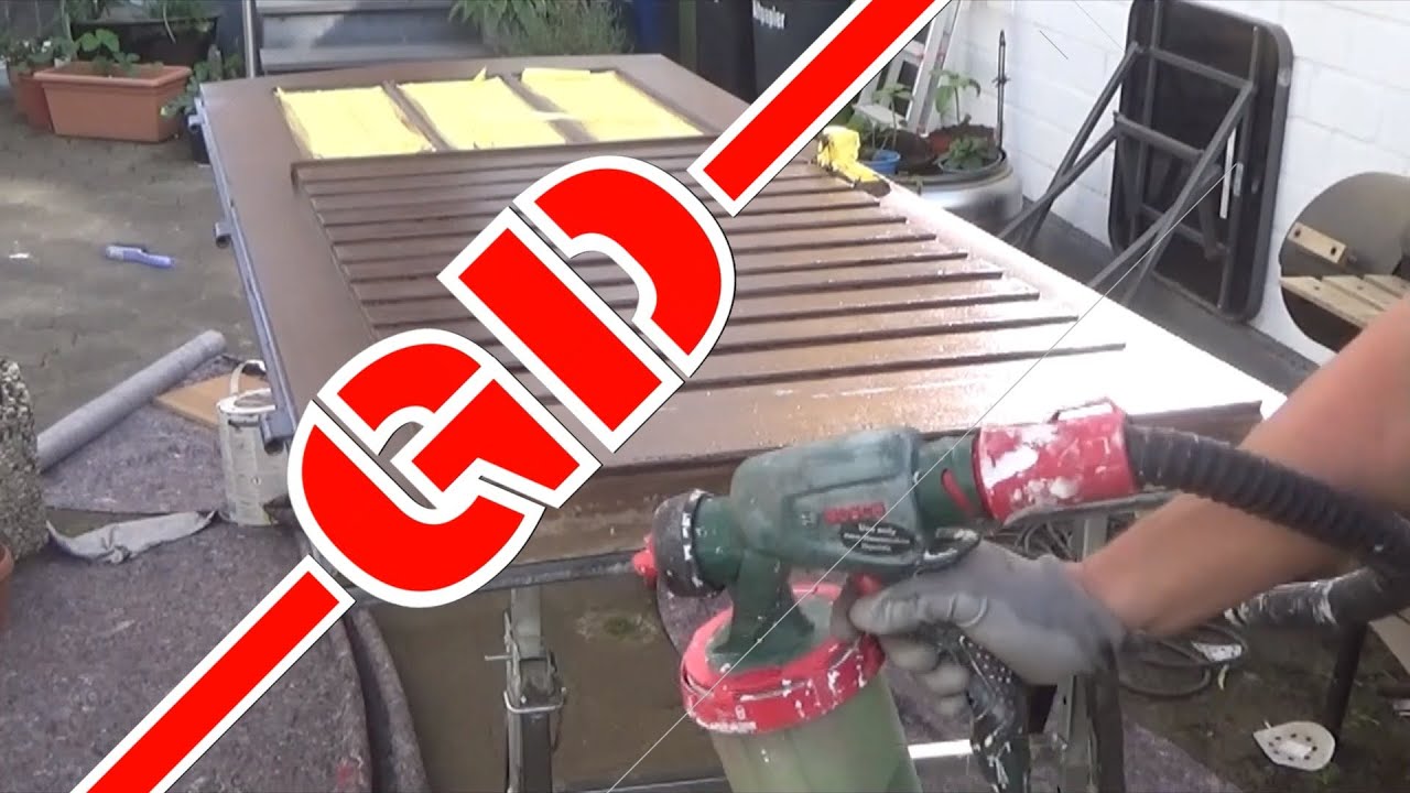 Bosch PFS 3000 – Gartentür Perfekt mit Klarlack Besprühen #bosch #diy