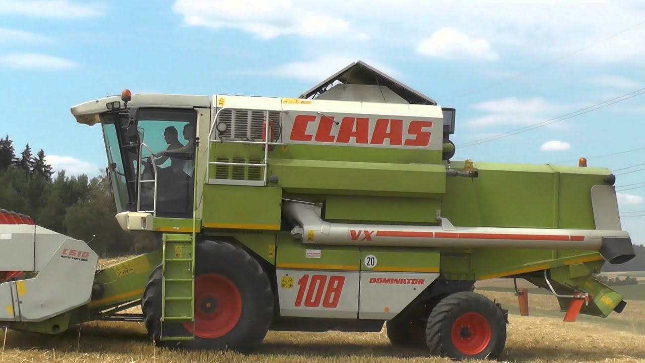 Weizen  Dreschen mit Claas Dominator 108 VX  oberfränkischen Wunsiedel im Juli 2015  Teil 2/2