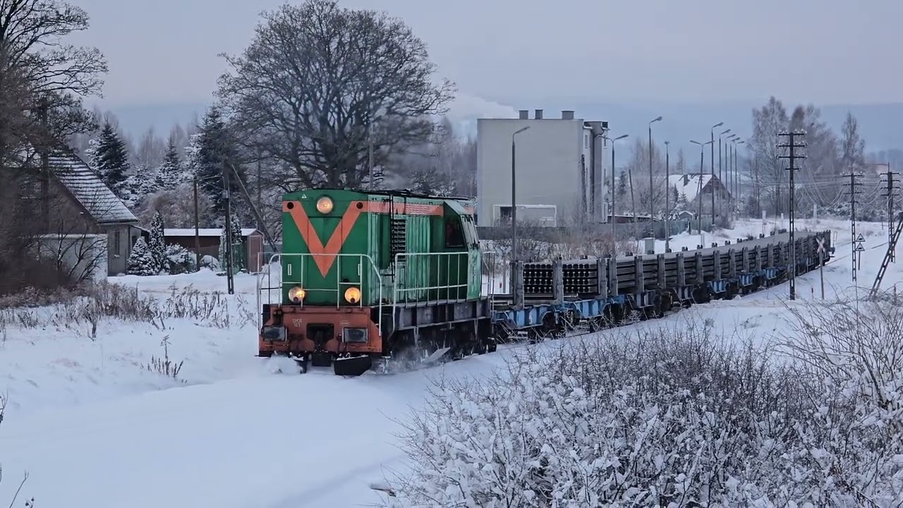 SM31-143 z transportem szyn po linii 229 Lębork - Łeba