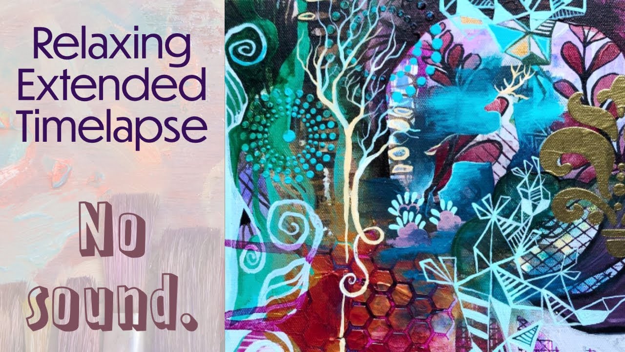 Stag at Dusk {Relaxing Extended Timelapse: Intuitive painting process (Visuals only, NO SOUND)