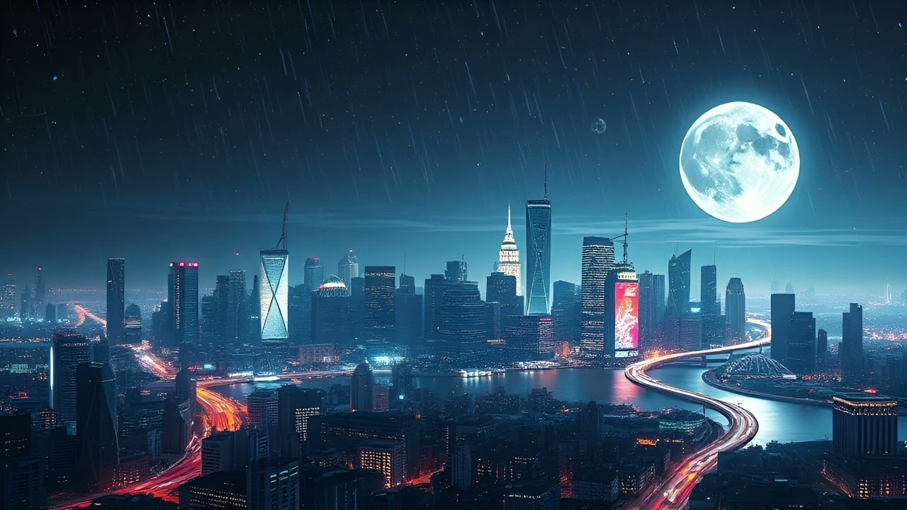 Silver Skyline in the Night