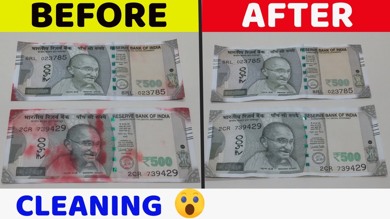 How to clean colour stain from currency note | Remove color stain from 500 rs currency note