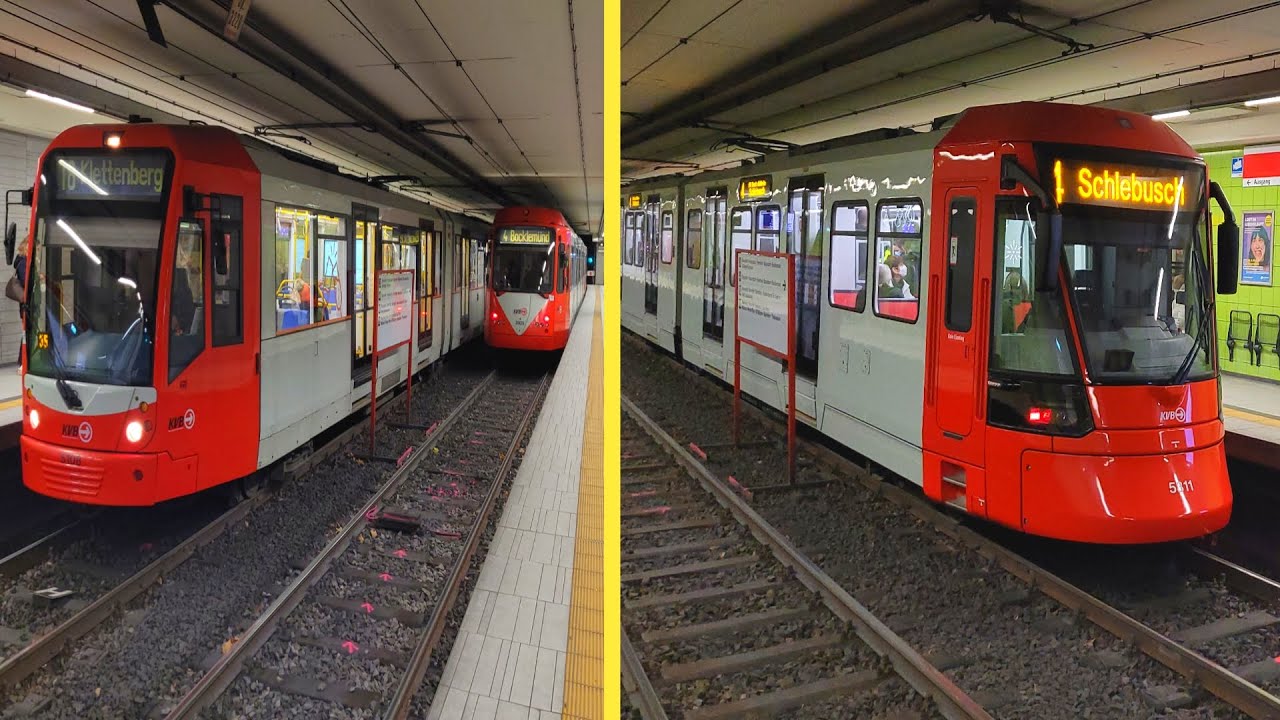 Станция метро с 4 линиями метро в Кельне в прямом эфире