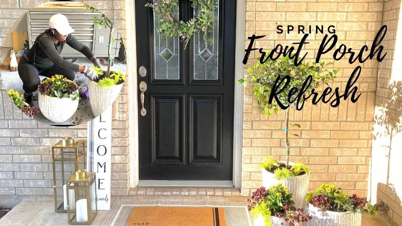 Front Porch Refresh|Planting Spring Shade Containers|Bluu Umbrella| Decorate With Me
