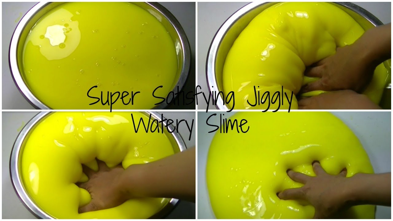 Satisfying Slime Video | DIY Making Yellow Neon Jiggly Watery Slime