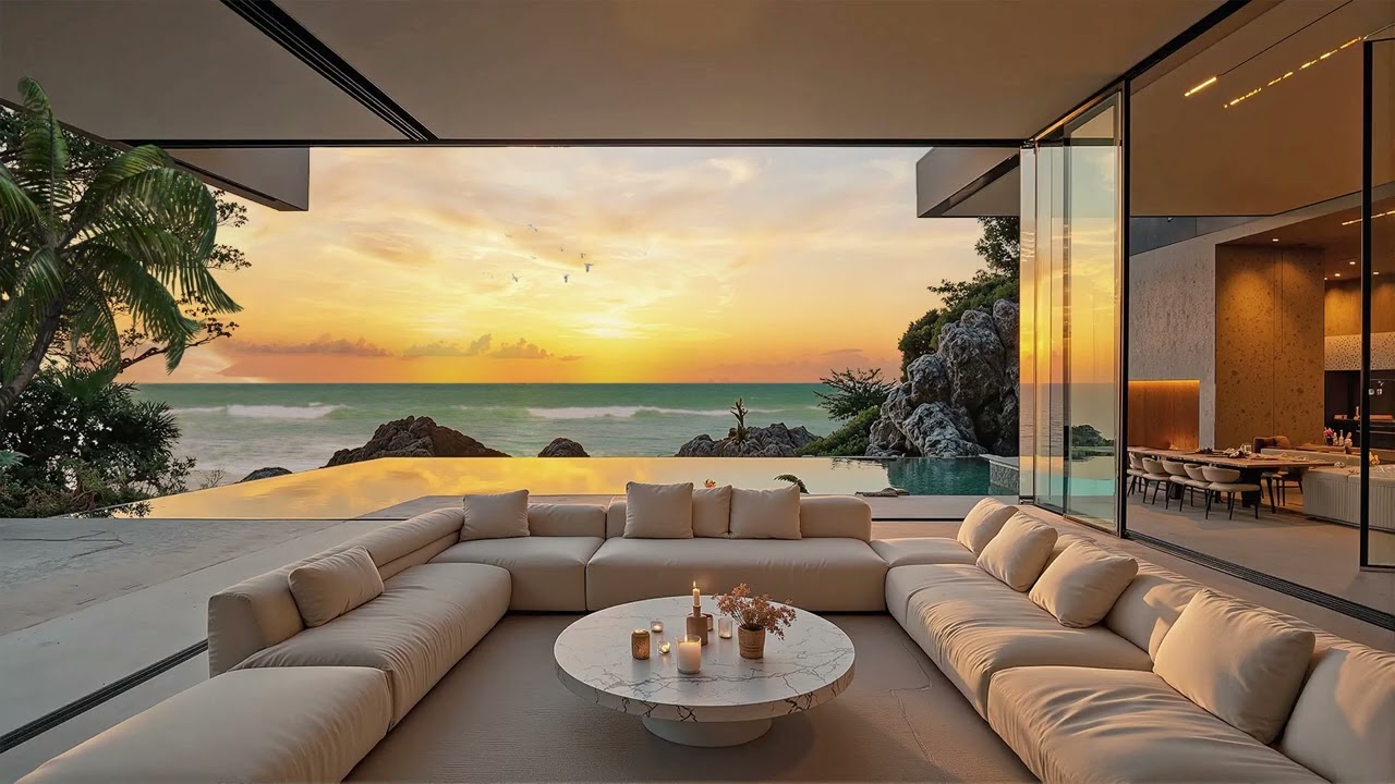 Tropical Luxury Villa Sunset | Relaxing Bossa Nova Jazz for Calm Nights & Ocean Breeze