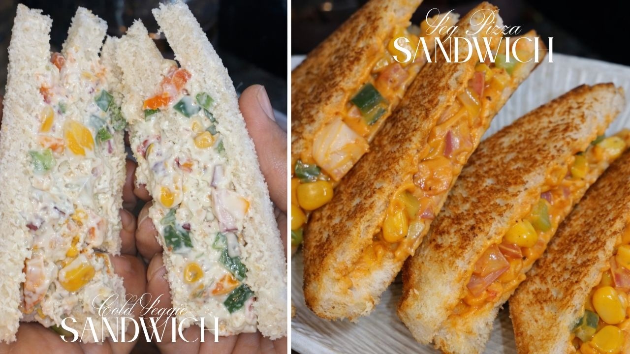 “2 Easy Sandwich Recipes 🤤 | Cold Veg Sandwich & Pizza Sandwich!”