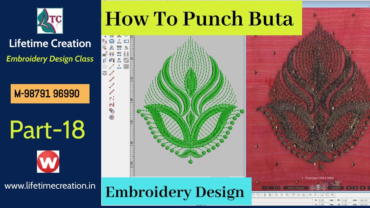 How To Punch The Embroidery Design Buta | Wilcom Design | Lifetime Creation | Wilcom Tutorial-18