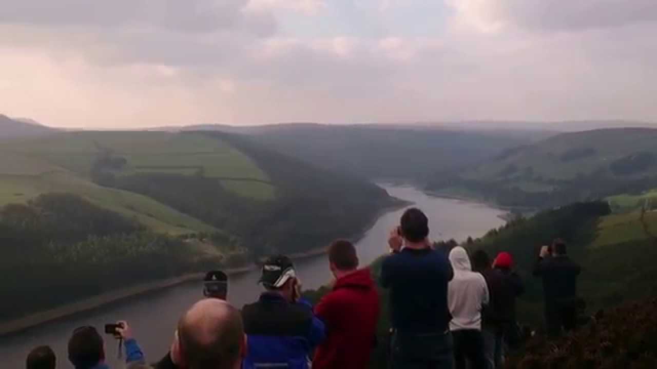 Both Lancasters fly past derwent dam Sep 2014