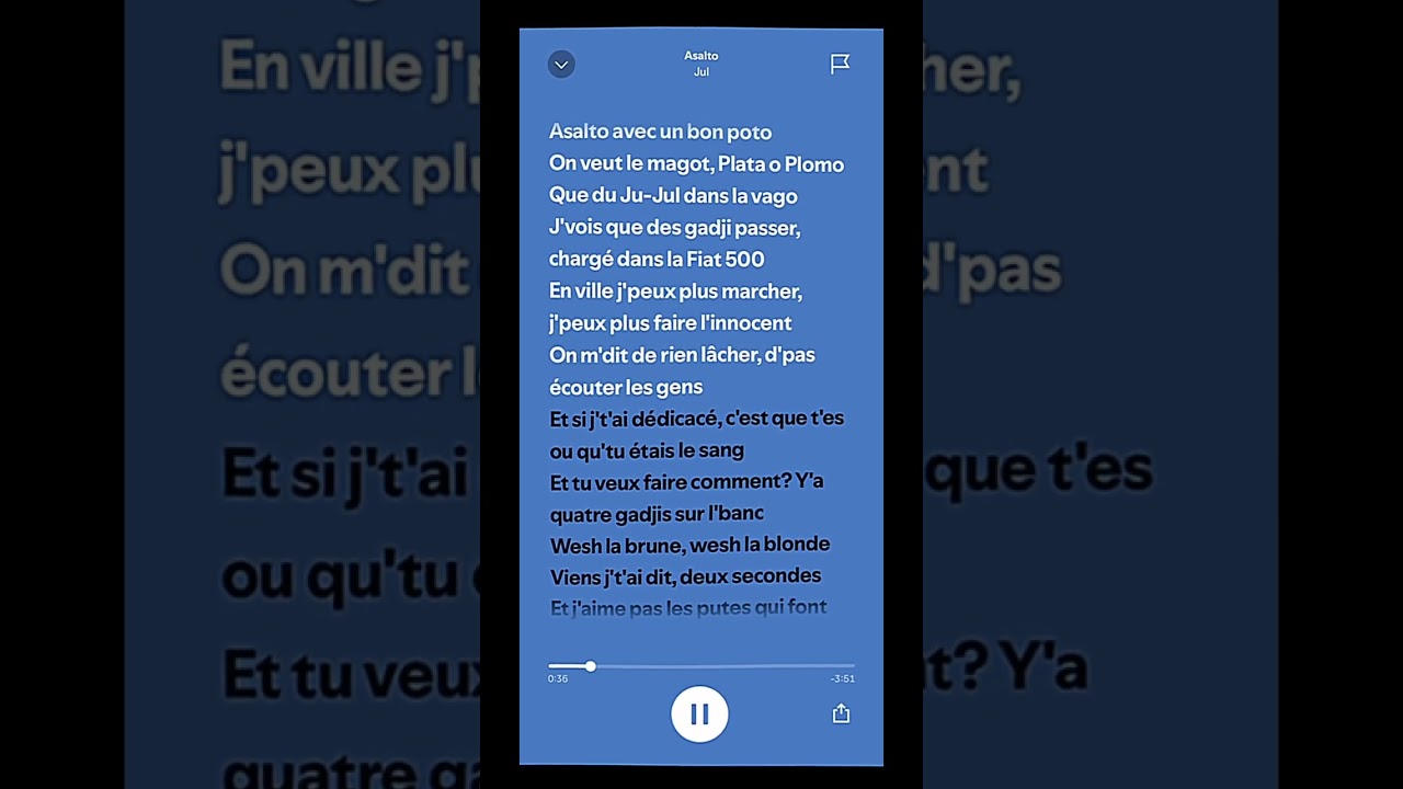 | JUL - Asalto | #jul #asalto #spotify #speedsongs #fastmusic #fastsong #lyrics #fyp #pourtoi #ovni