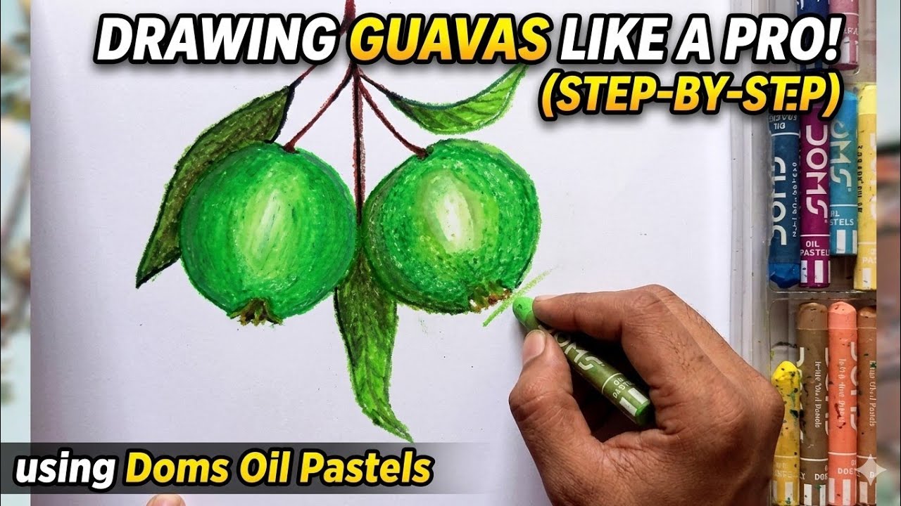 পেয়ারা আঁকা Easy Guava Drawing for Beginners|Oil Pastel Fruit Art|Easy Step-by-Step Tutorial ‎   