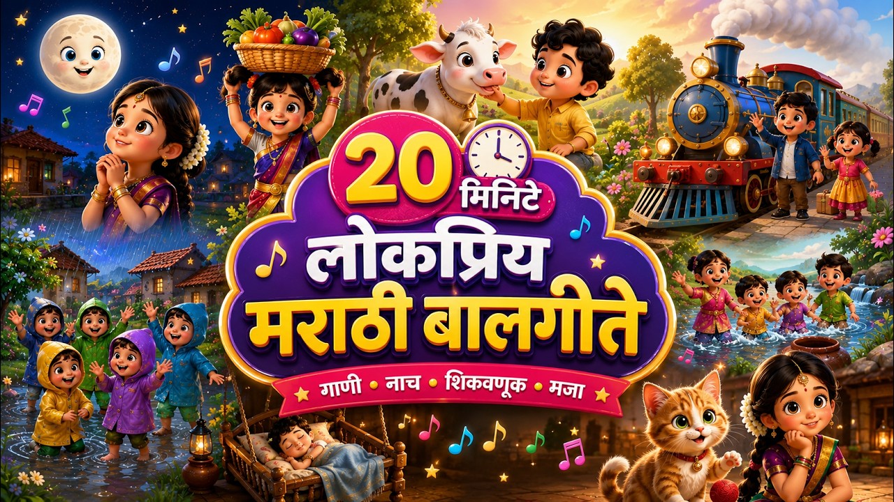 20 Min Marathi Kids Songs | Famous Marathi Balgeet | Lahan Mulanchi Gani | Marathi Nursery Rhymes