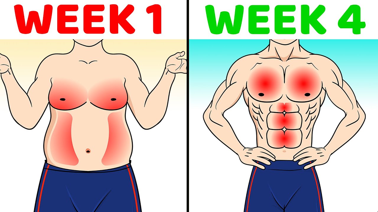 4 Week Challenge To Lose Belly + Chest Fat [Home Workout]