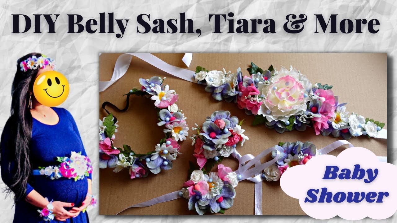 Baby Shower - DIY Mommy to be Belly Sash/ Tiara/ Wrist Band & Daddy to be Brooch