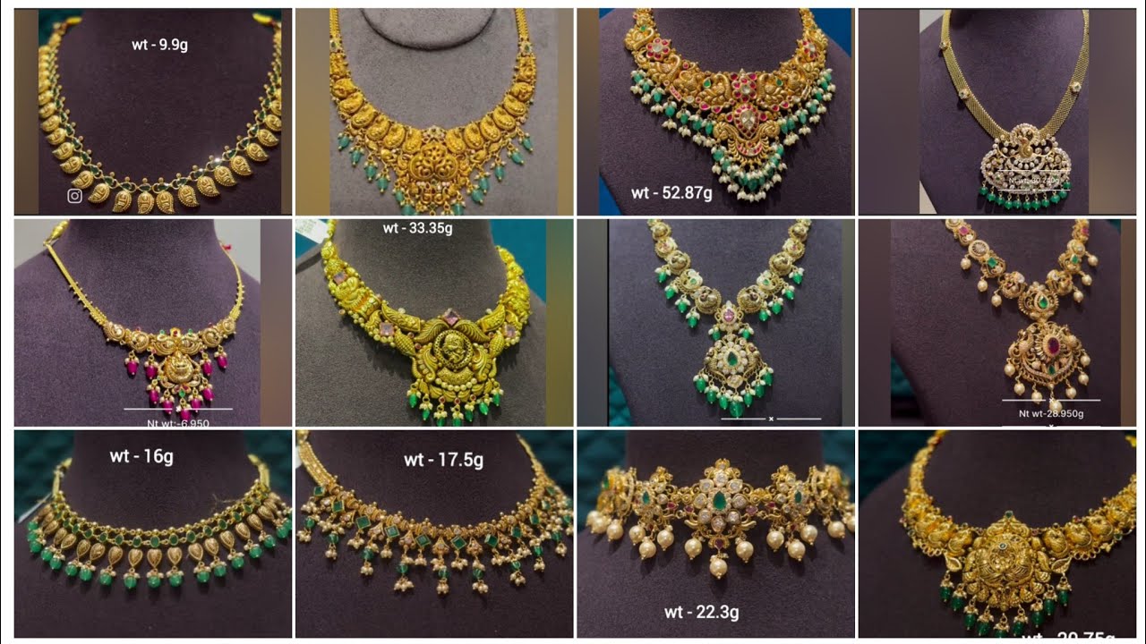 Latest 22k gold necklace collection with WEIGHT || Gold necklace collection ||